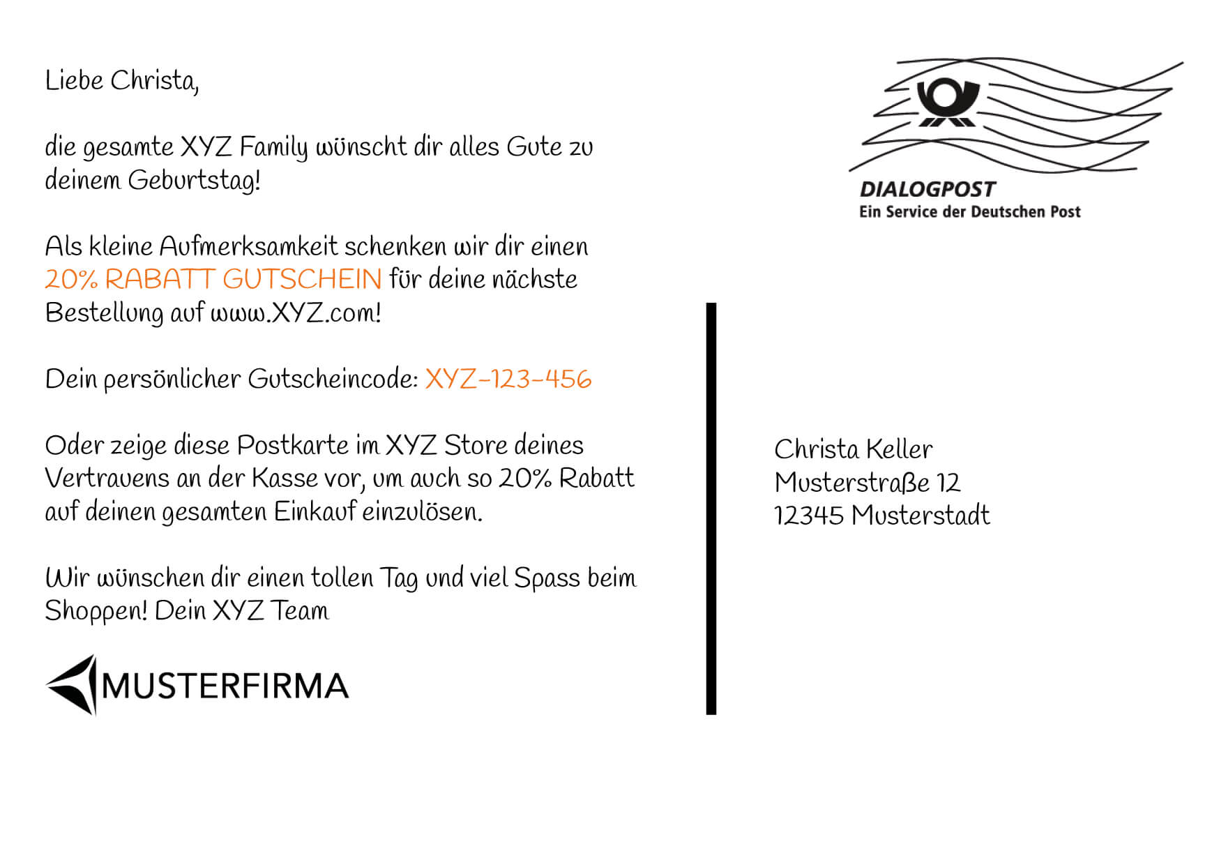 Sample cards Partner Lufthansa back