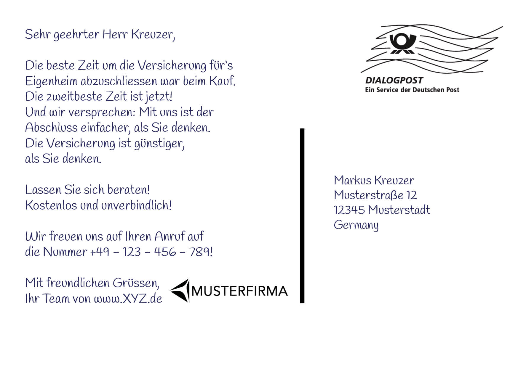 Sample cards Partner Lufthansa back