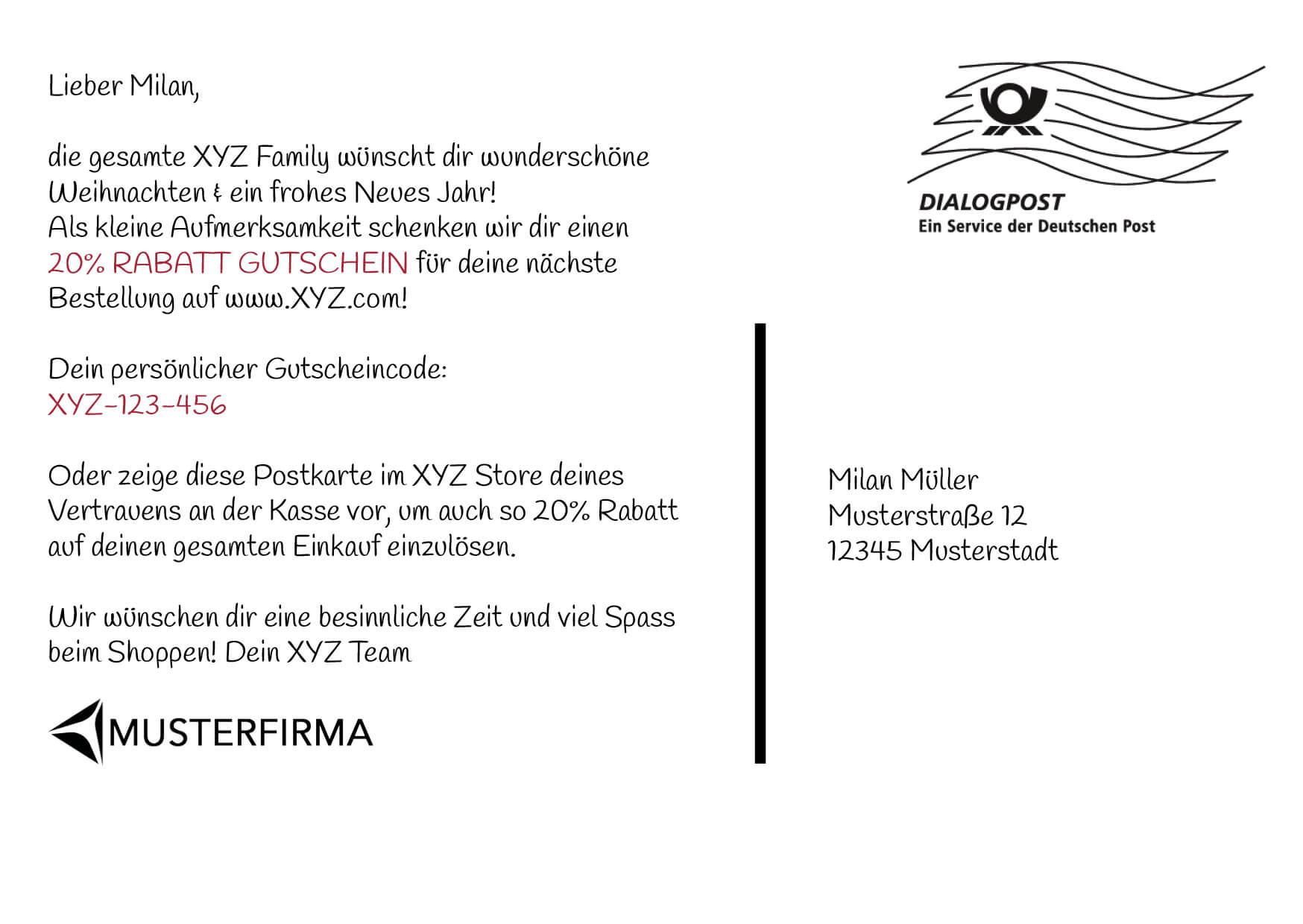 Sample cards Partner Lufthansa back