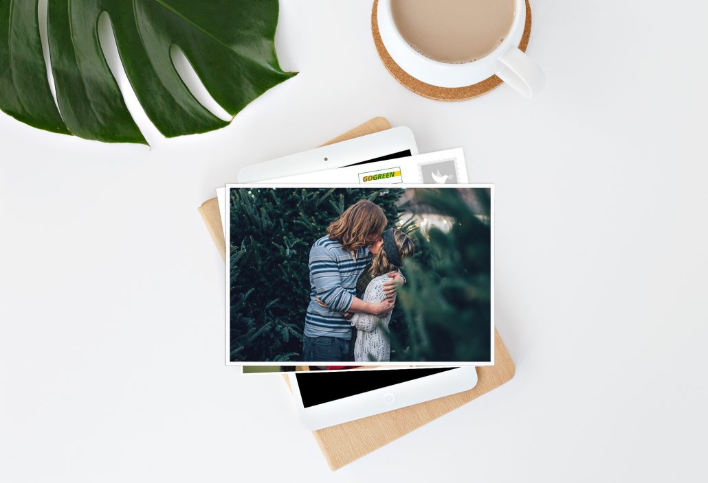 Postcard stack of couples and coffee cup