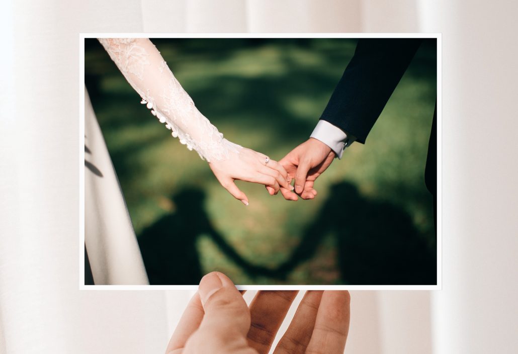 Wedding cards invitation couple holding hand