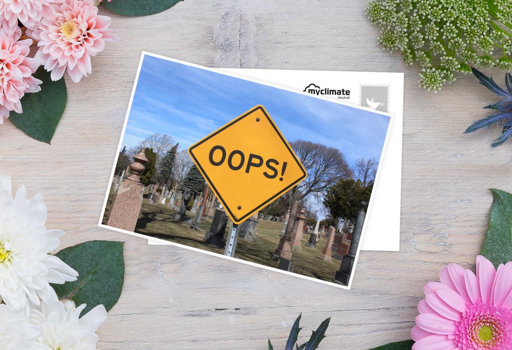 Apology cards with a sign on the front