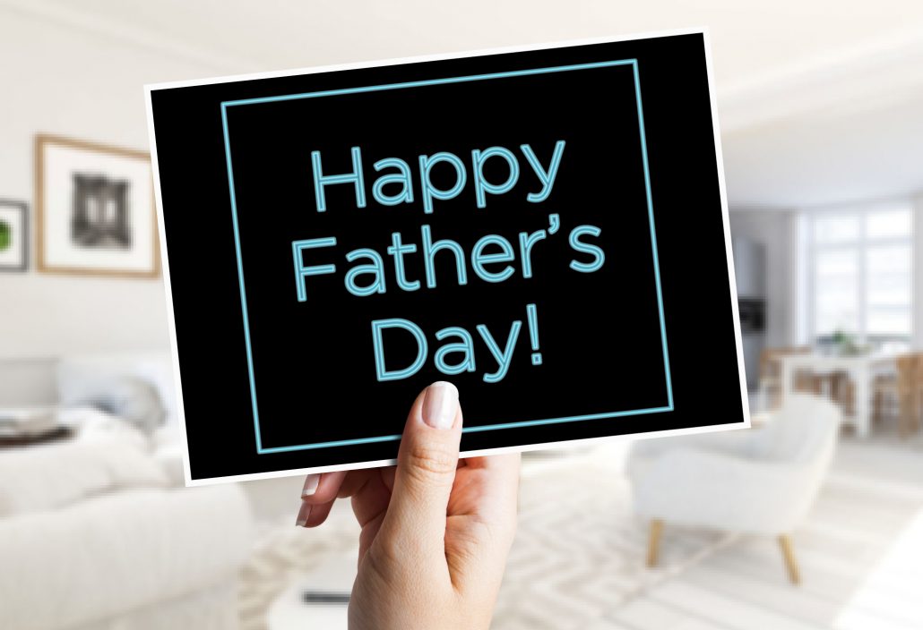 Father's Day cards with blue writing on black background