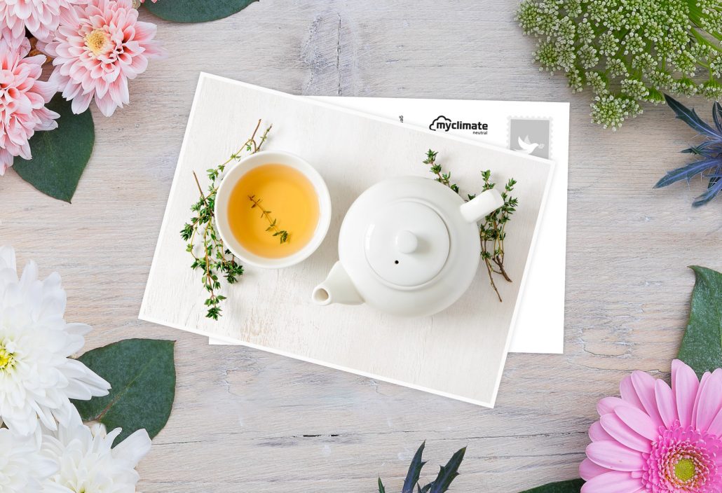 Recovery card with teapot and cup