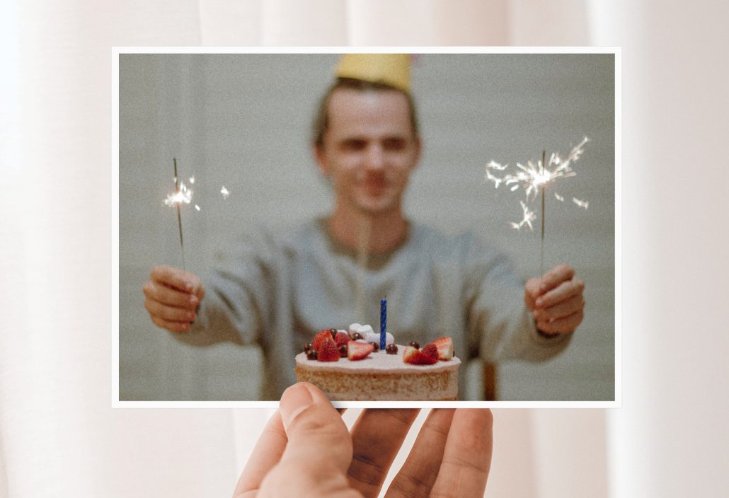 Invitation card with cakes and sparklers